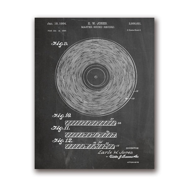 DJ Equipment Patent Blueprint Canvas Art