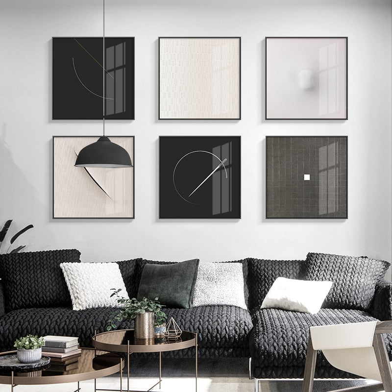 Black White Gray Abstract Canvas Art