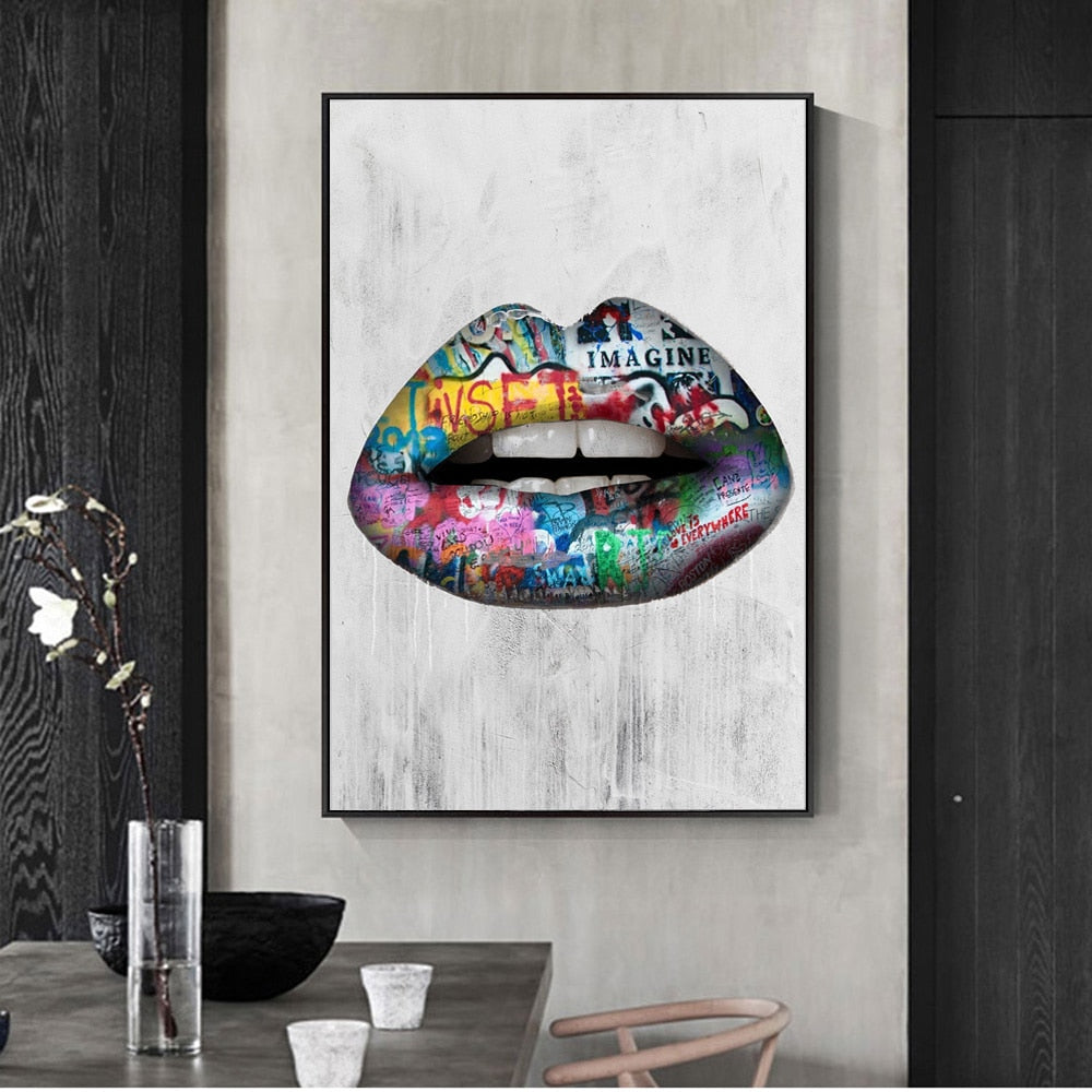 Abstract Sexy Lips Wall Art Canvas