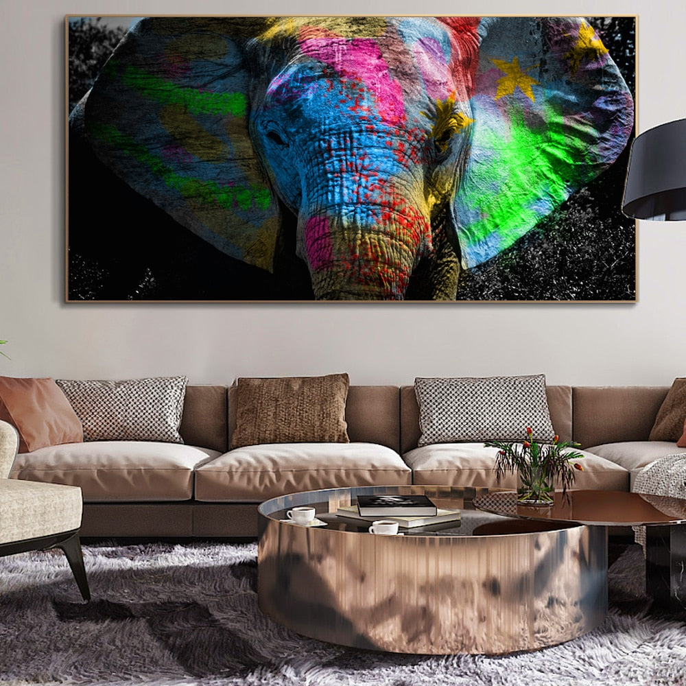 Graffiti Art Elephant Canvas Art