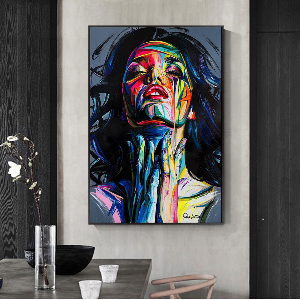 Street Graffiti Colorful Woman Canvas Art