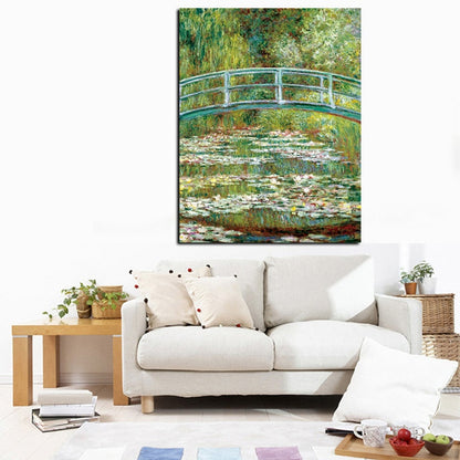 Claude Monet Water Lilies and Japanese Bridge Oil Painting Canvas Art