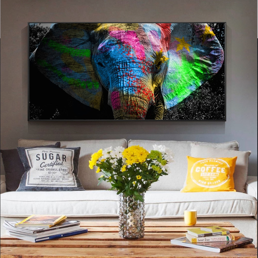 Graffiti Art Elephant Canvas Art