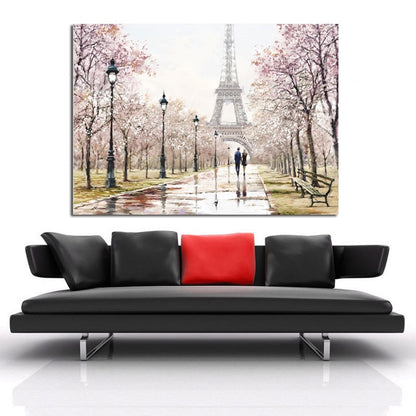 Romantic Couple Paris Eiffel Tower Oil Painting Canvas Art