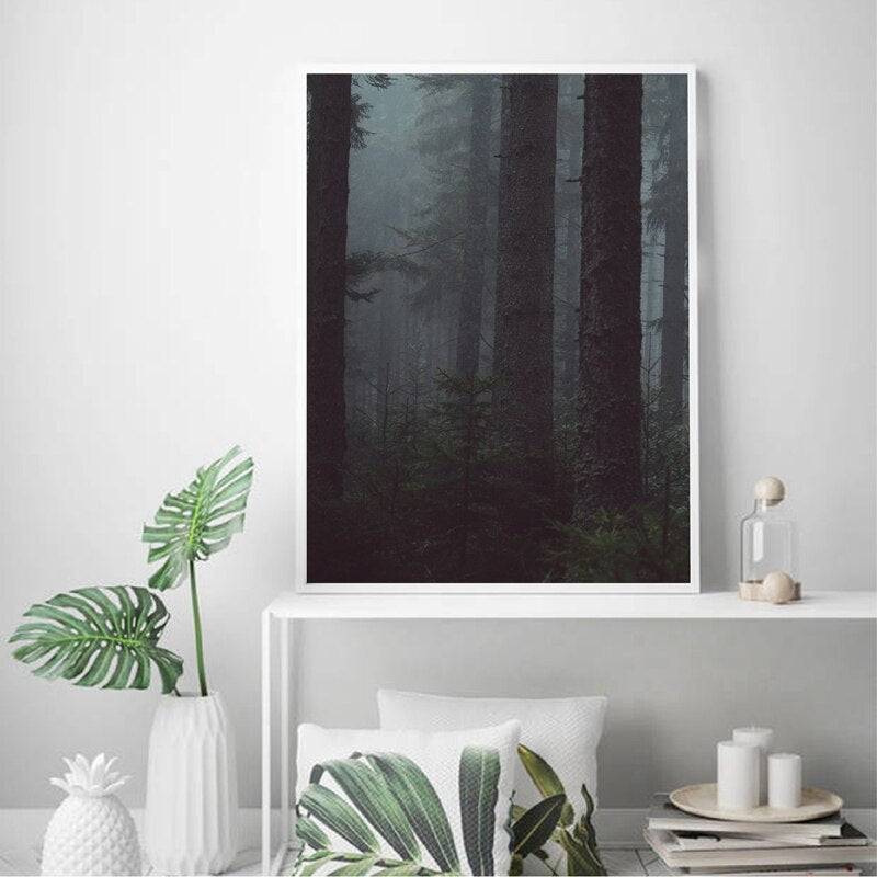 Misty Forest Landscape Canvas Art