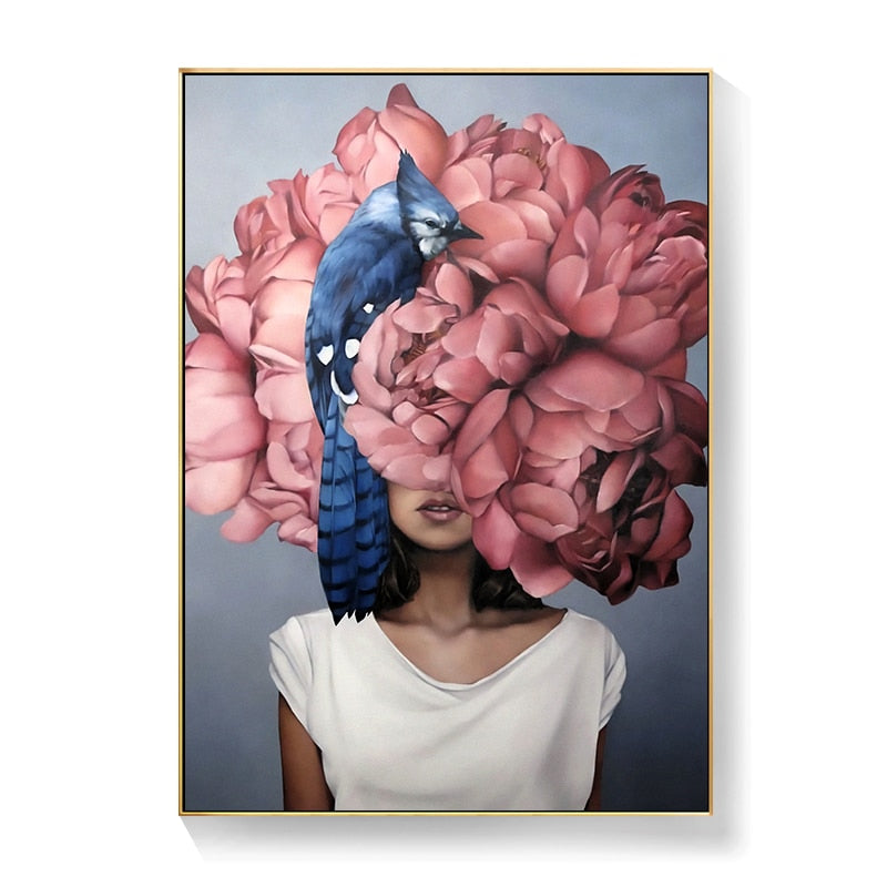 Lady Head Flower Canvas Art