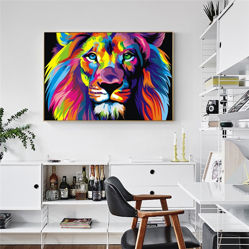 Watercolor Lion Gorilla Art Canvas