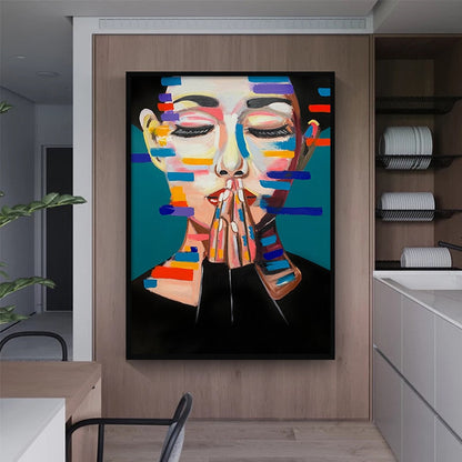 Colorful Praying Figure Art Canvas