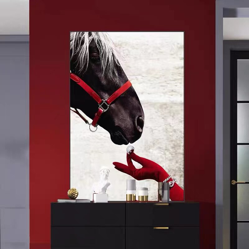 Zebra Horse Red Glove Ring Canvas Art