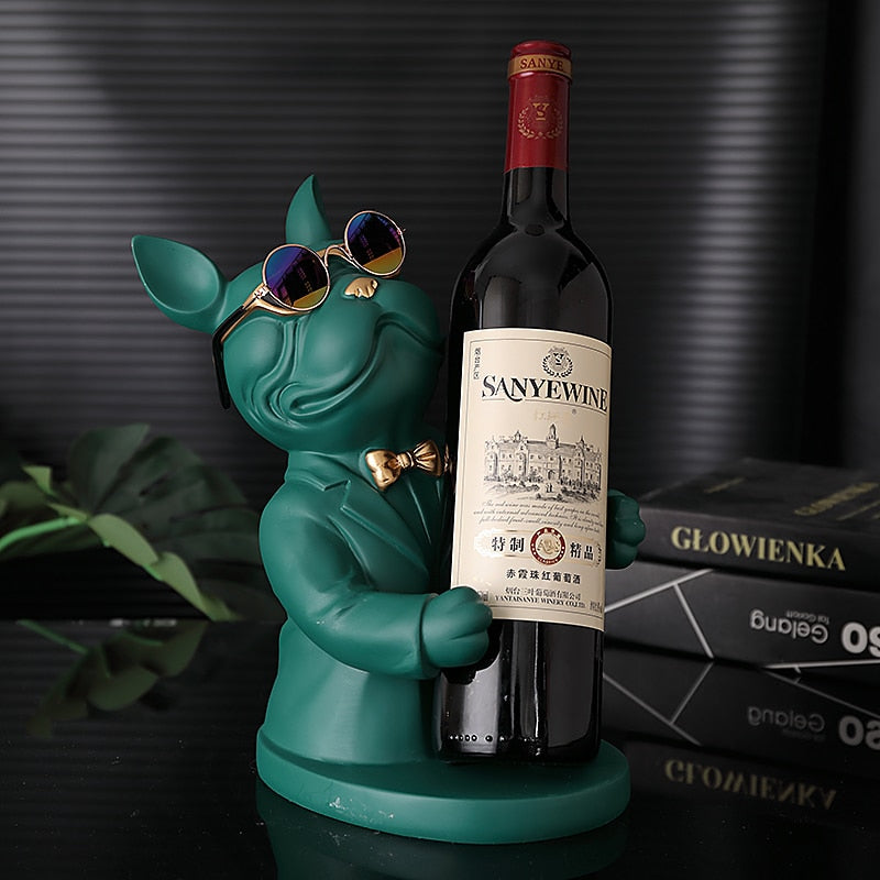 Bulldog Wine Holder Statue