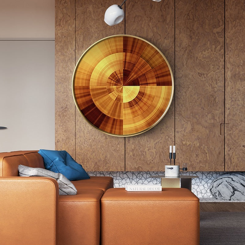 Industrial Abstract Round Canvas Art