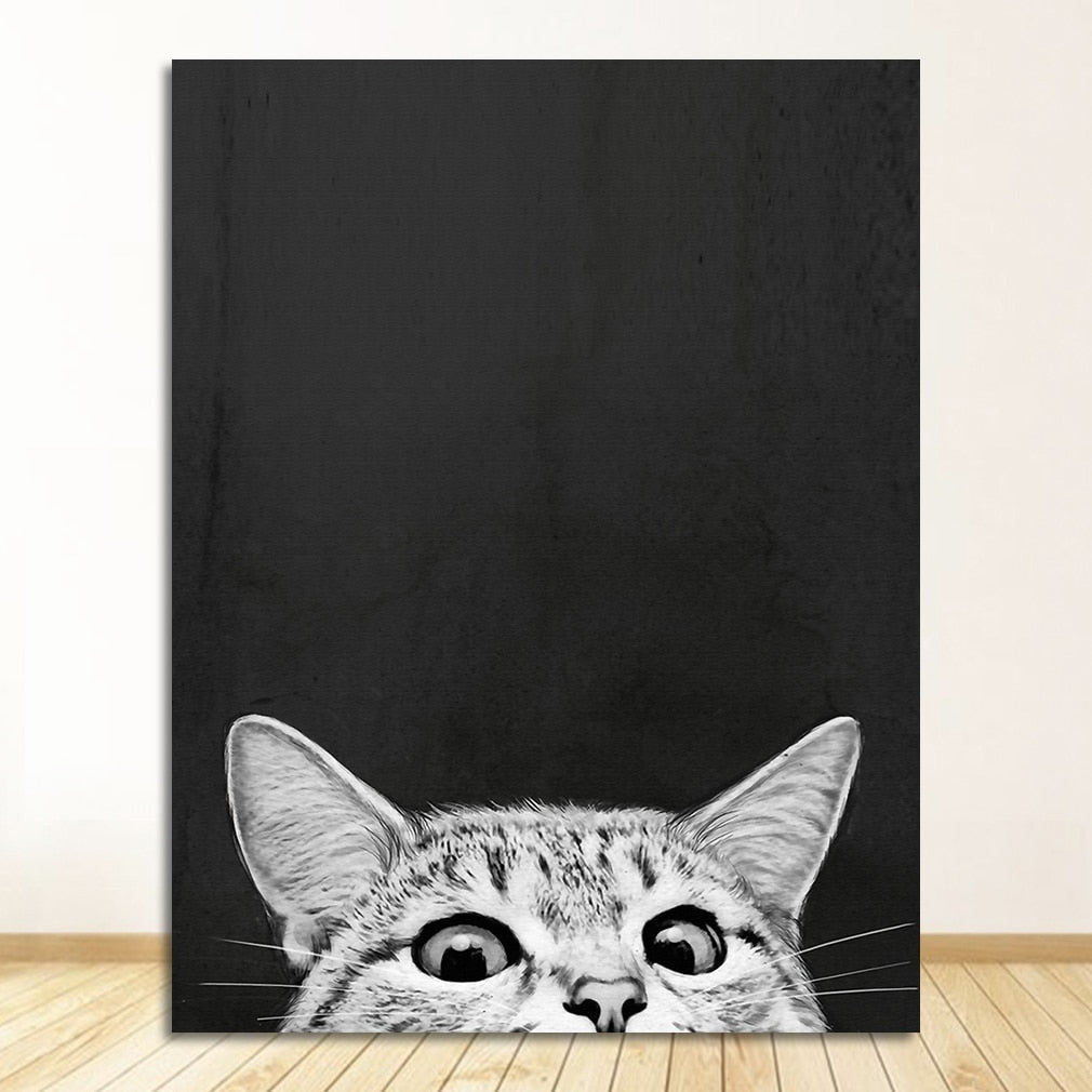 Black and White Kitty Cat Canvas Art