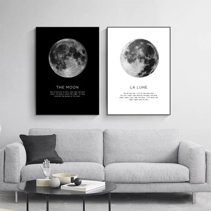 Black and White Moon Quotes Canvas Art