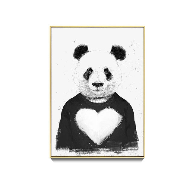 Cute Panda Bamboo Canvas Art