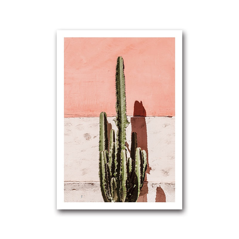 Pink Flower Cactus Canvas Art