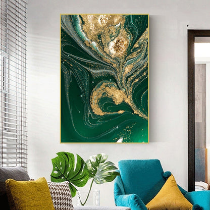 Sparkly Green Gold Foil Canvas Art