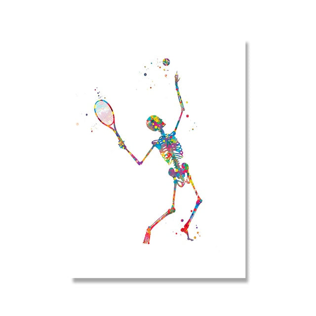 Skeleton Work Out Canvas Art