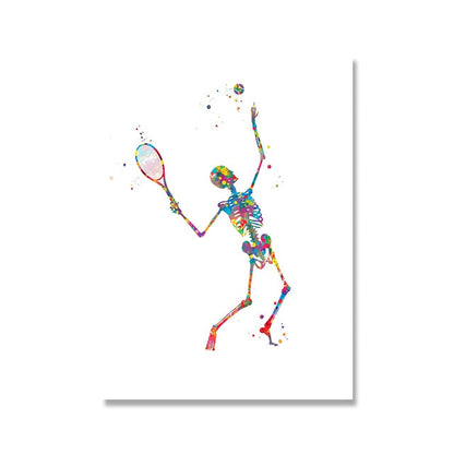 Skeleton Work Out Canvas Art