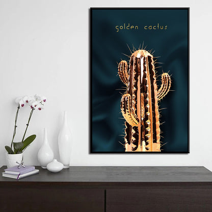 Golden Cactus Canvas Art