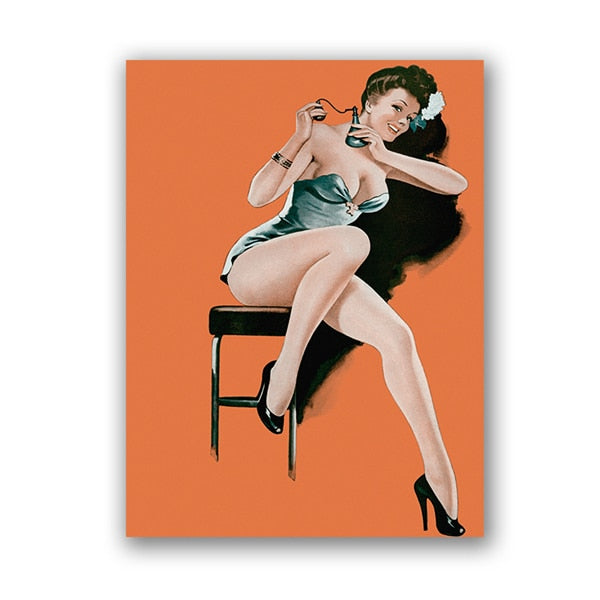 Vintage Pin Up Girl Sexy Women Canvas Art