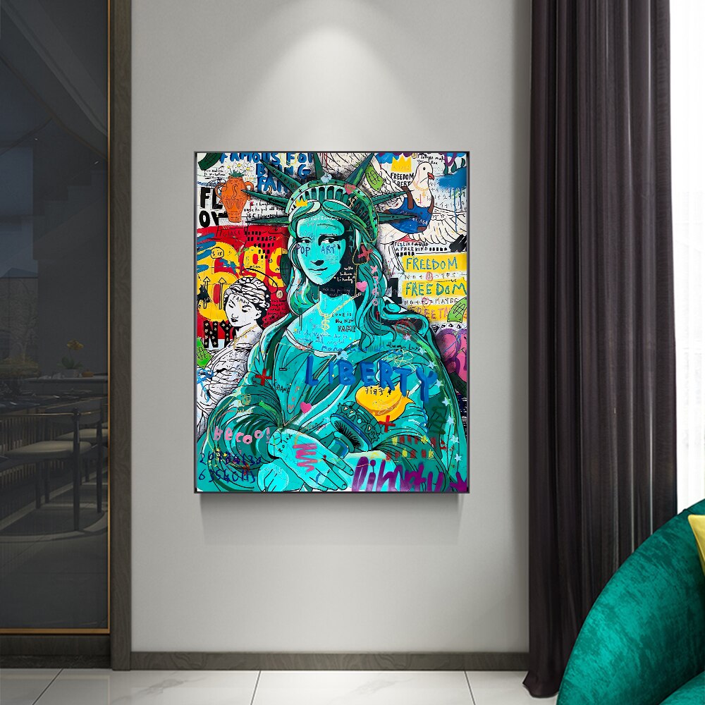 Graffiti Statue Of Liberty Canvas Art