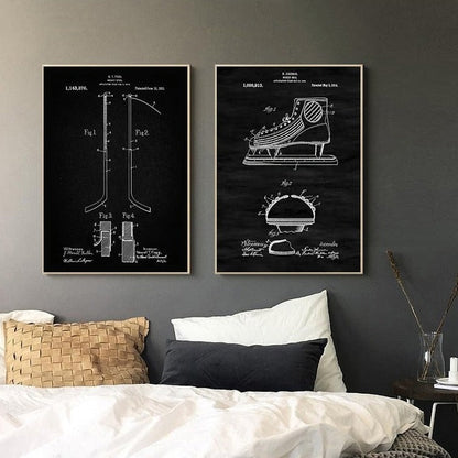 Hockey Patent Blueprint Canvas Art