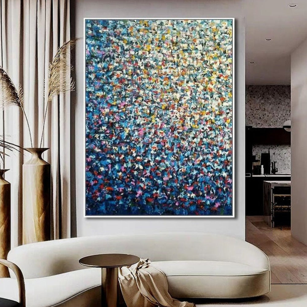 Blue Colorful Abstract Painting Canvas Art