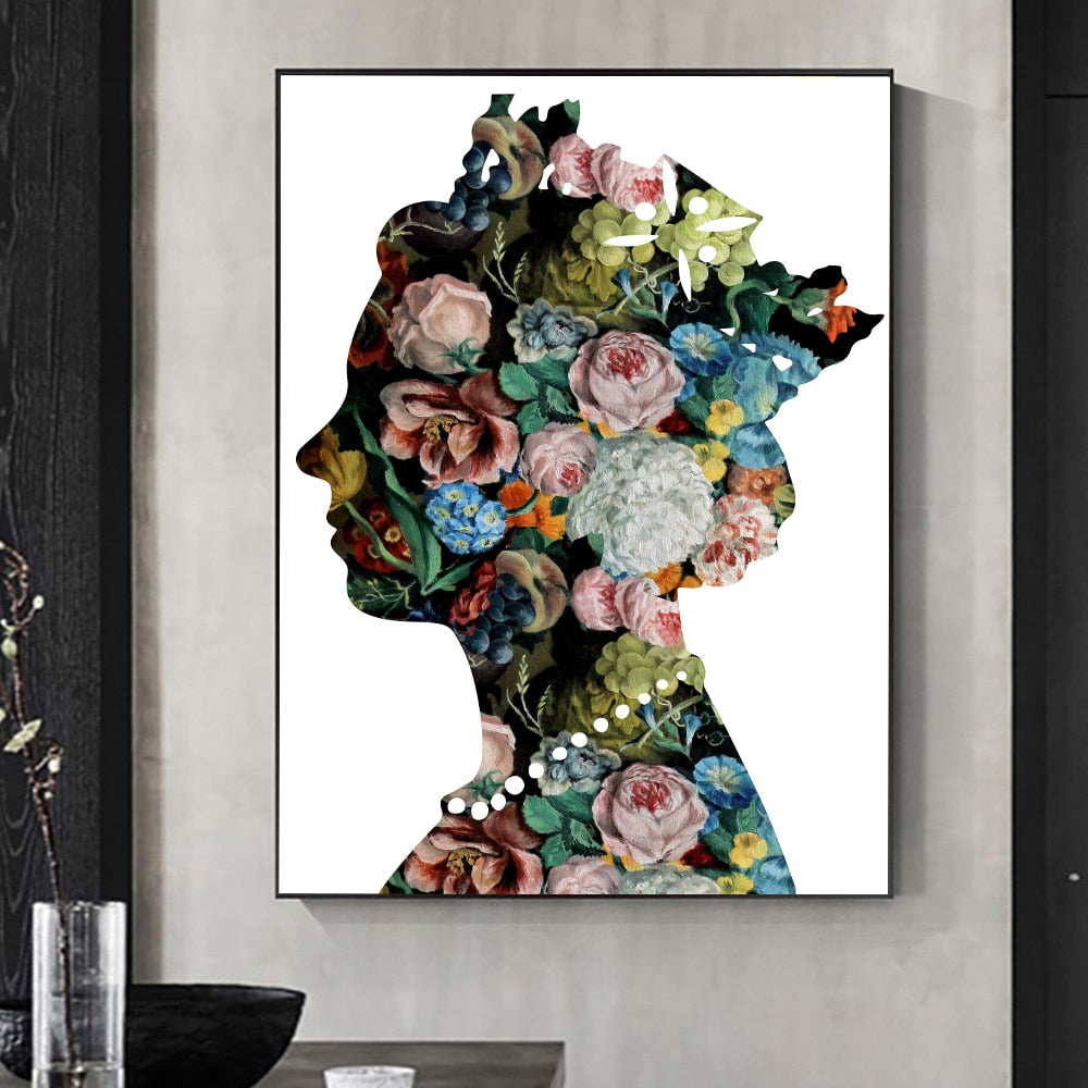 Abstract Flowers Queen of England Canvas Art