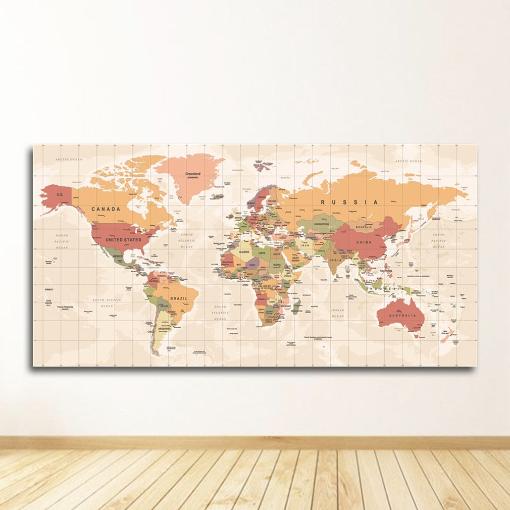 World Map Canvas Art