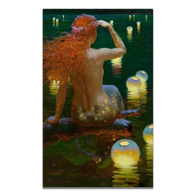 Golden Scales Mermaid Canvas Art