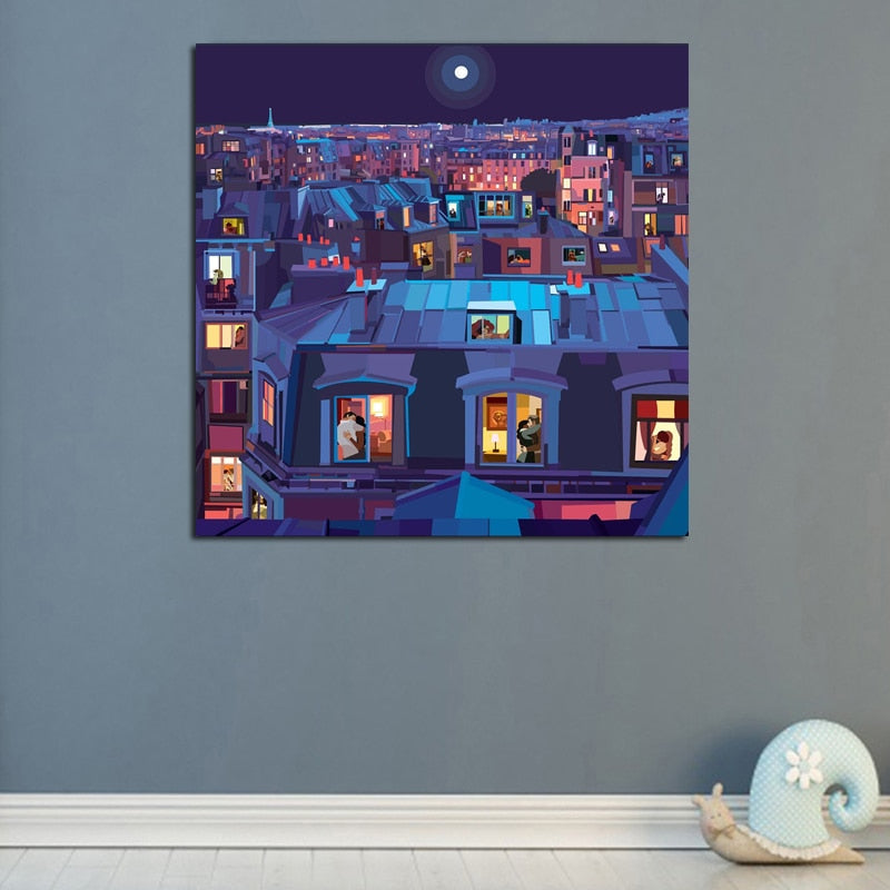 City Of Love At Night Canvas Art