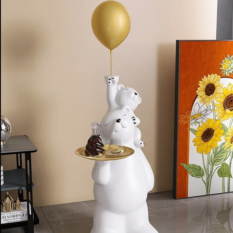 Polar Bear Cub Balloon Tray Statue