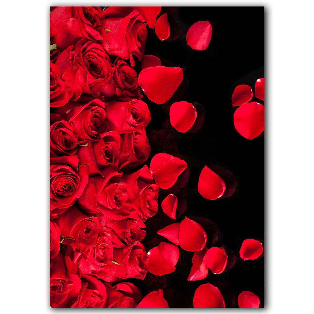 Red Rose Petals Canvas Art