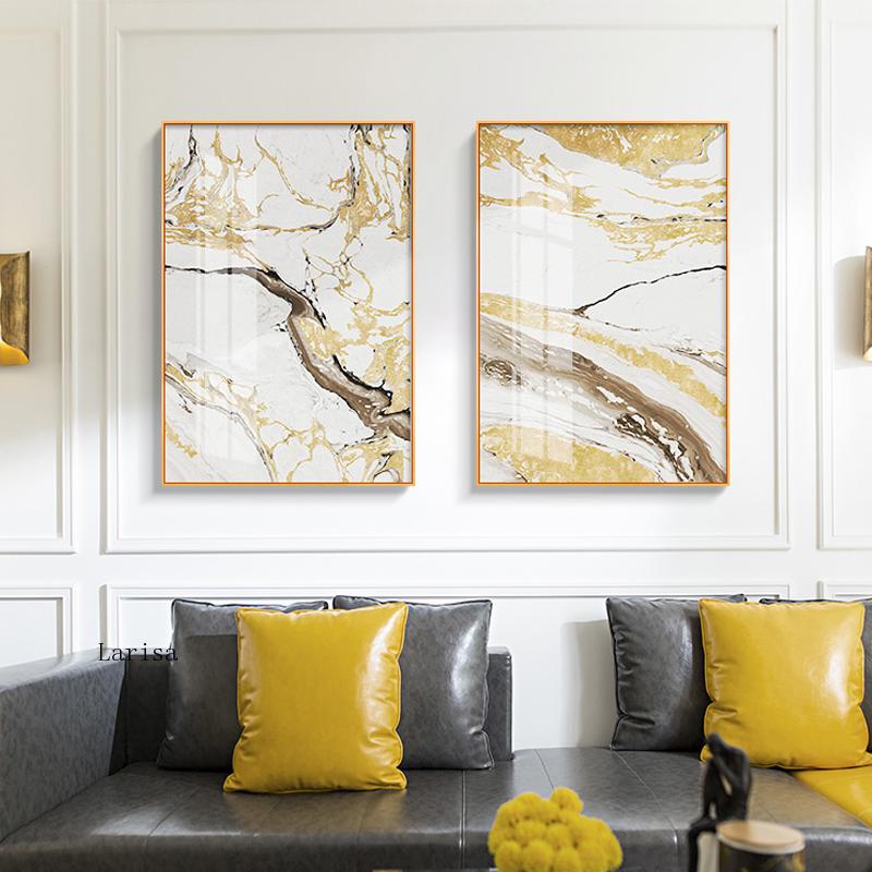 Gold and White Marble Canvas Art