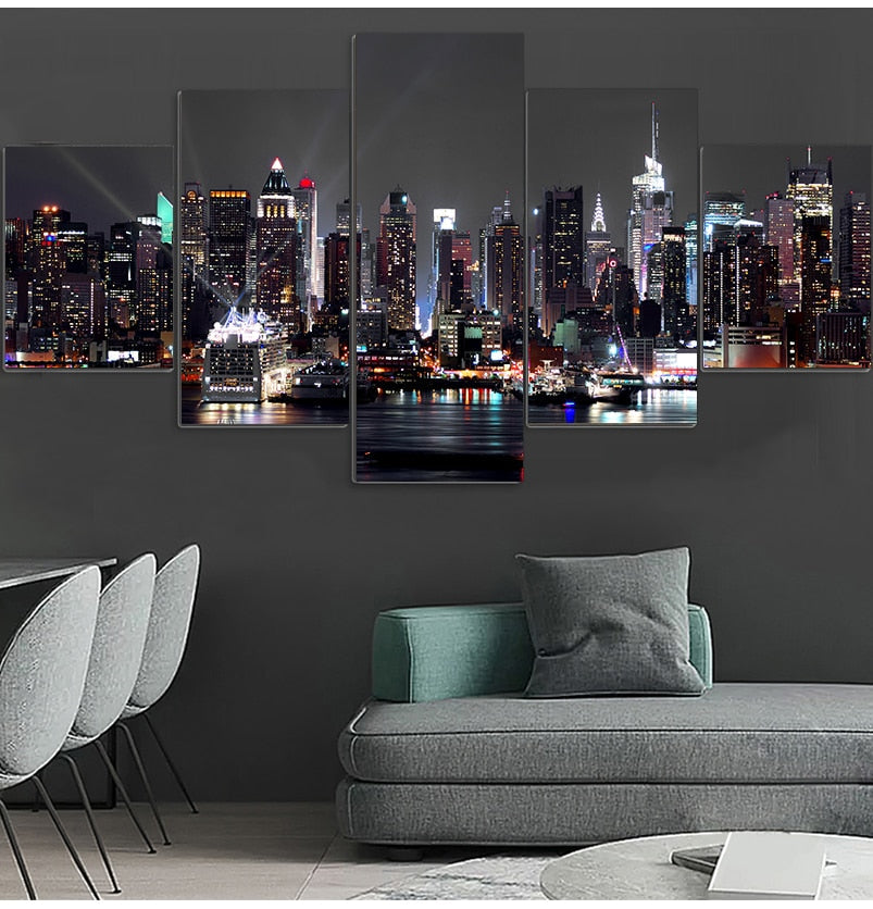 New York City Night View Canvas Art