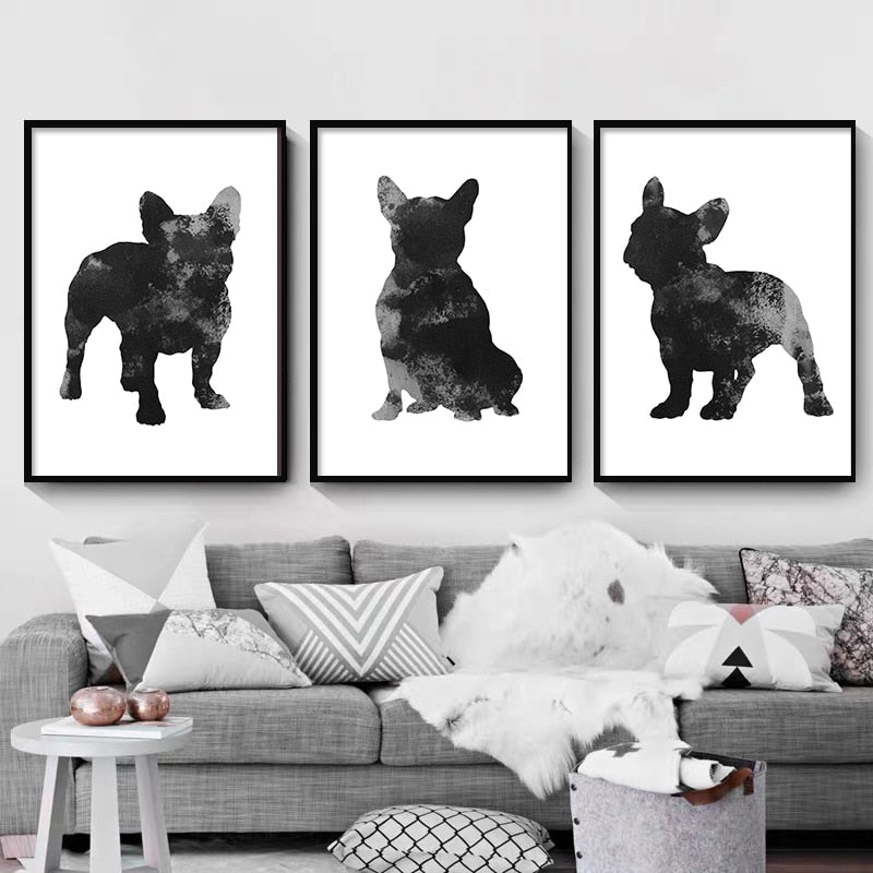 Black and White French Bulldog Canvas Art