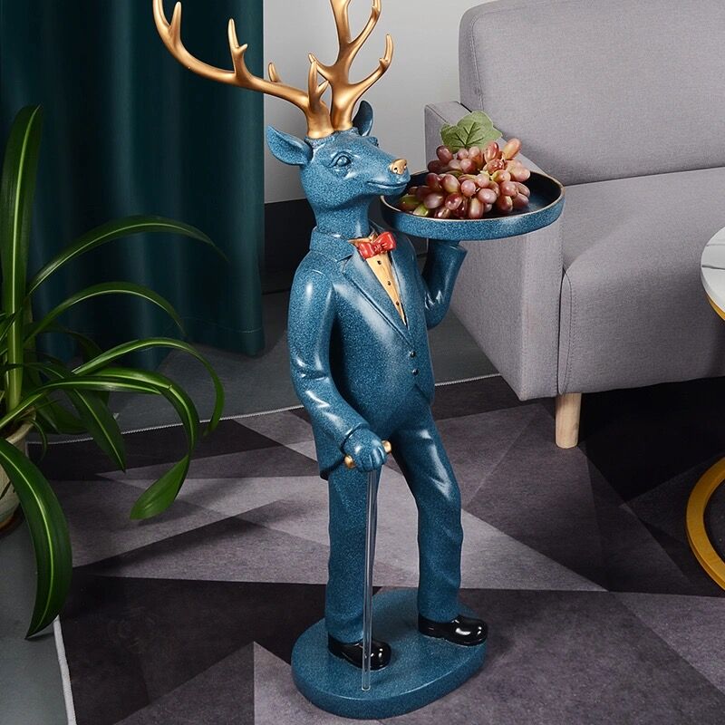 Gentleman Deer Statue With Tray and Tissue Storage