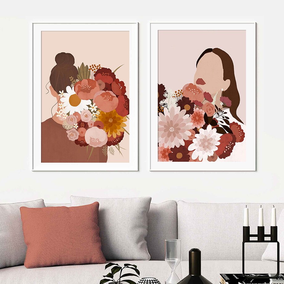 Fashion Girl with Flower Canvas Art