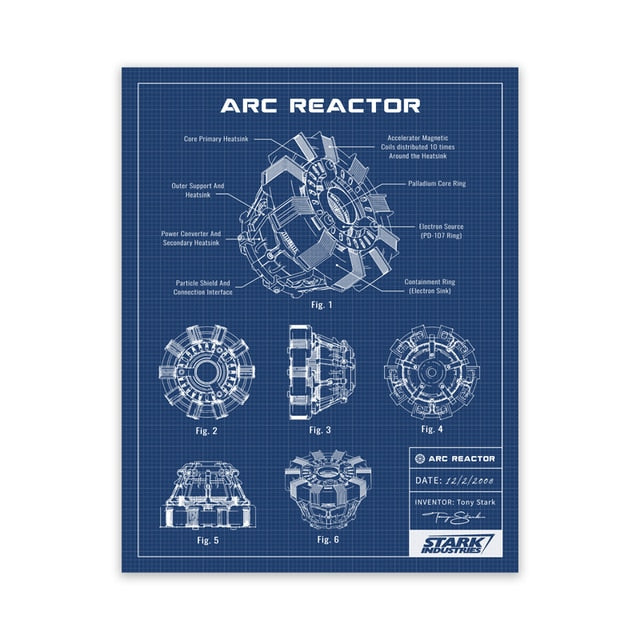 Arc Reactor Blueprint Canvas Art