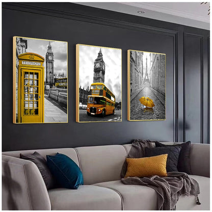 London Paris City Landscape Canvas Art