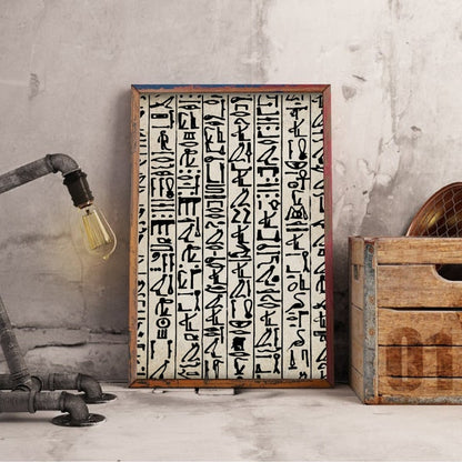 Black and White Egyptian Hieroglyphs Canvas Art