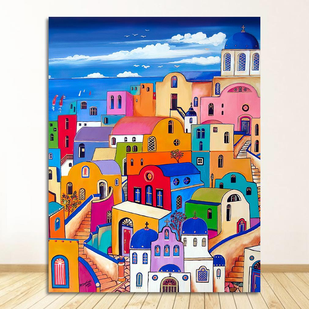 Greece Santorini Island Art Canvas