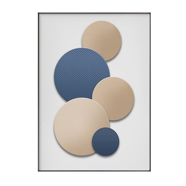 Abstract Circle Blue White Canvas Art