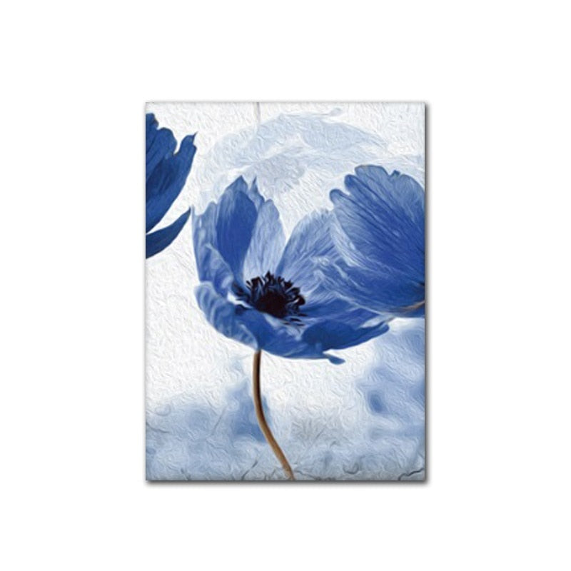 Watercolor Painting Blue Flower Canvas Art