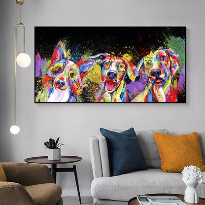 Colorful Dogs Canvas Art