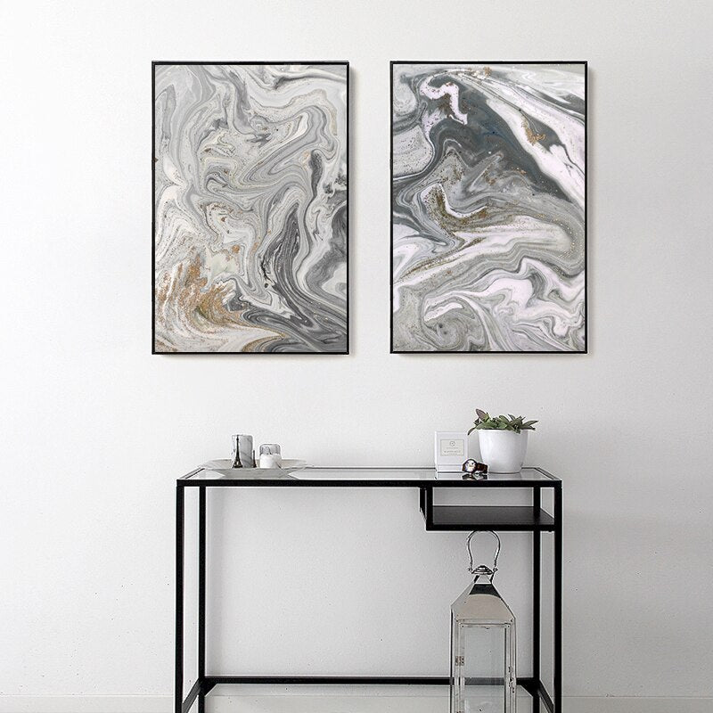 Abstract Nordic Gray Marble Canvas Art