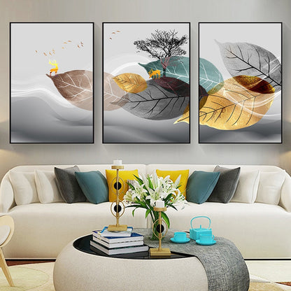 Nordic Abstract Leaf Canvas Art