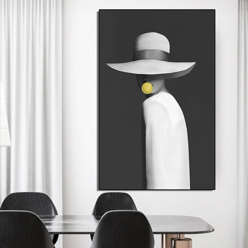 Fashion Yellow Bubble Woman Canvas Art