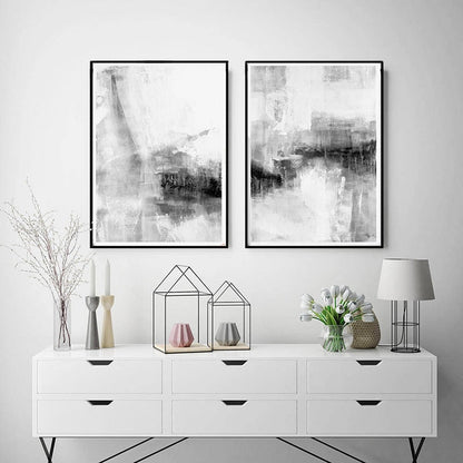 Abstract Black and White Canvas Art