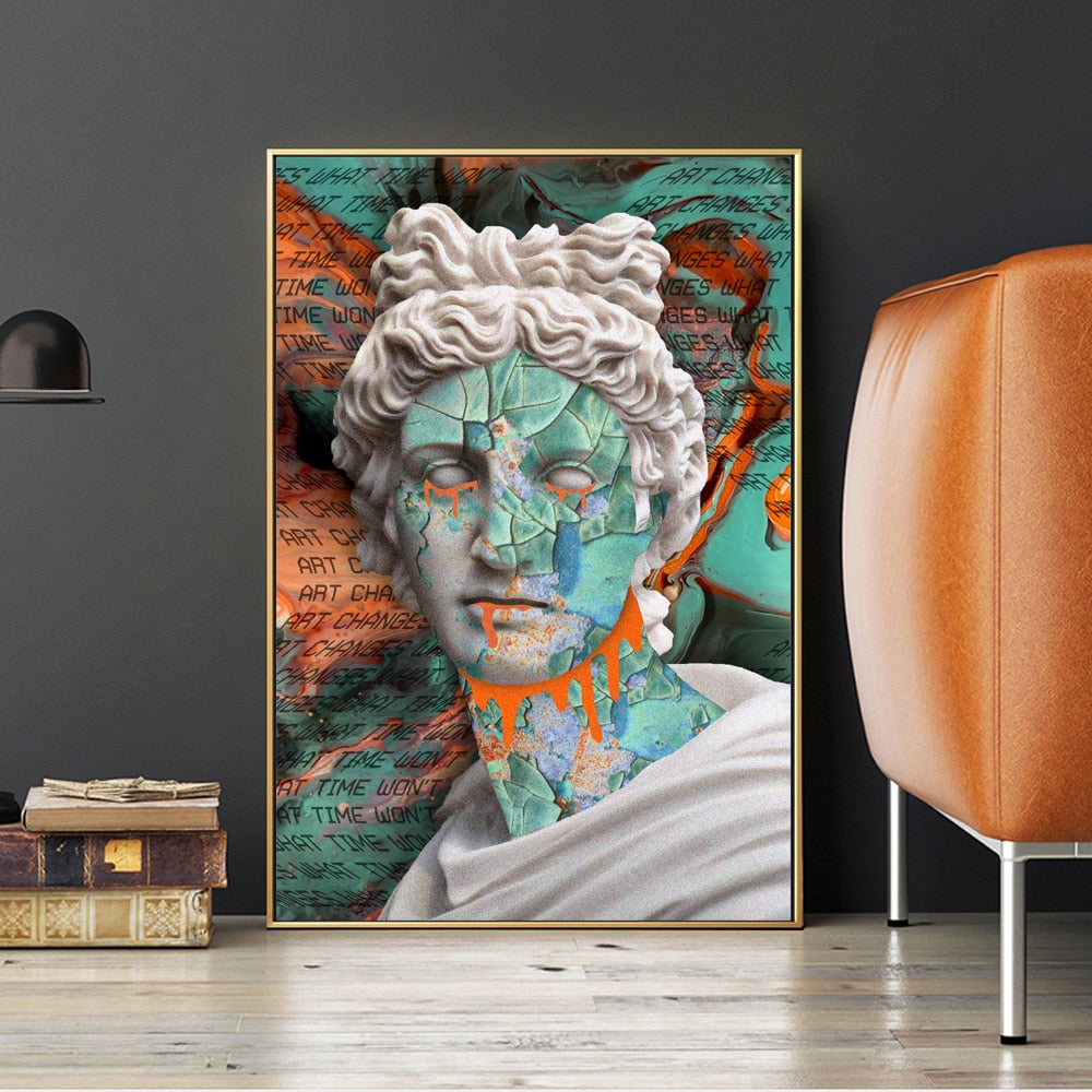 Funny David Statue Canvas Art